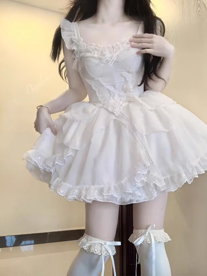 Cute Ball Gown Straps White Short Cocktail Dresses Birthday Outfits