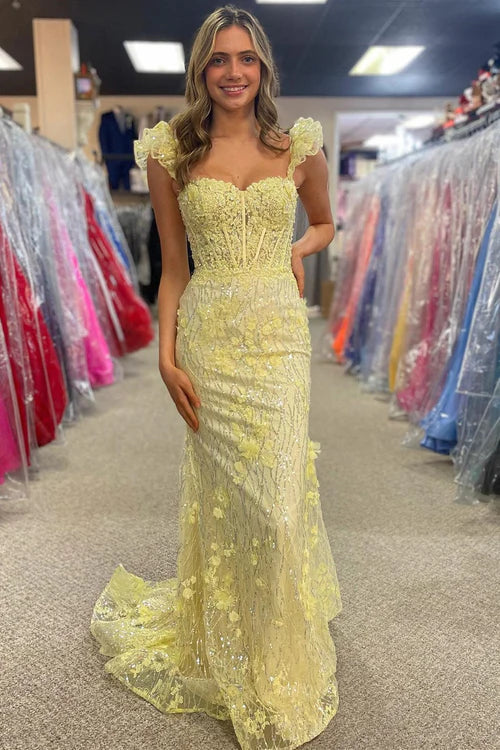 omberprom Red Evening Dress Appliques Sweetheart Flutter Sleeve Mermaid Long Prom Dress