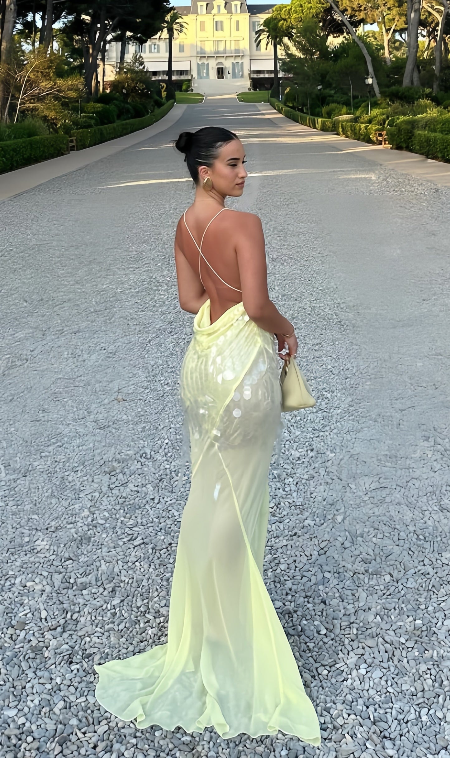 Deep V-Neck Chiffon Evening Prom Dresses, Sequin Mermaid Party Gown, AST1488