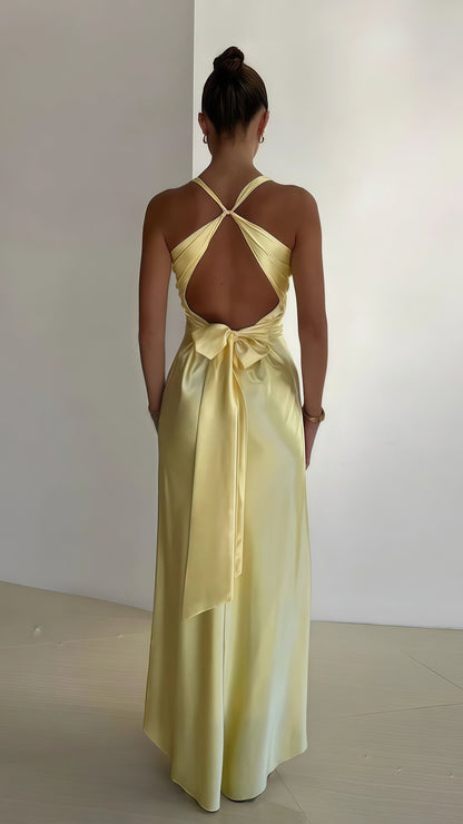 Open Back Mermaid Party Dress, Silk Satin Gala Prom Dress,AST1676
