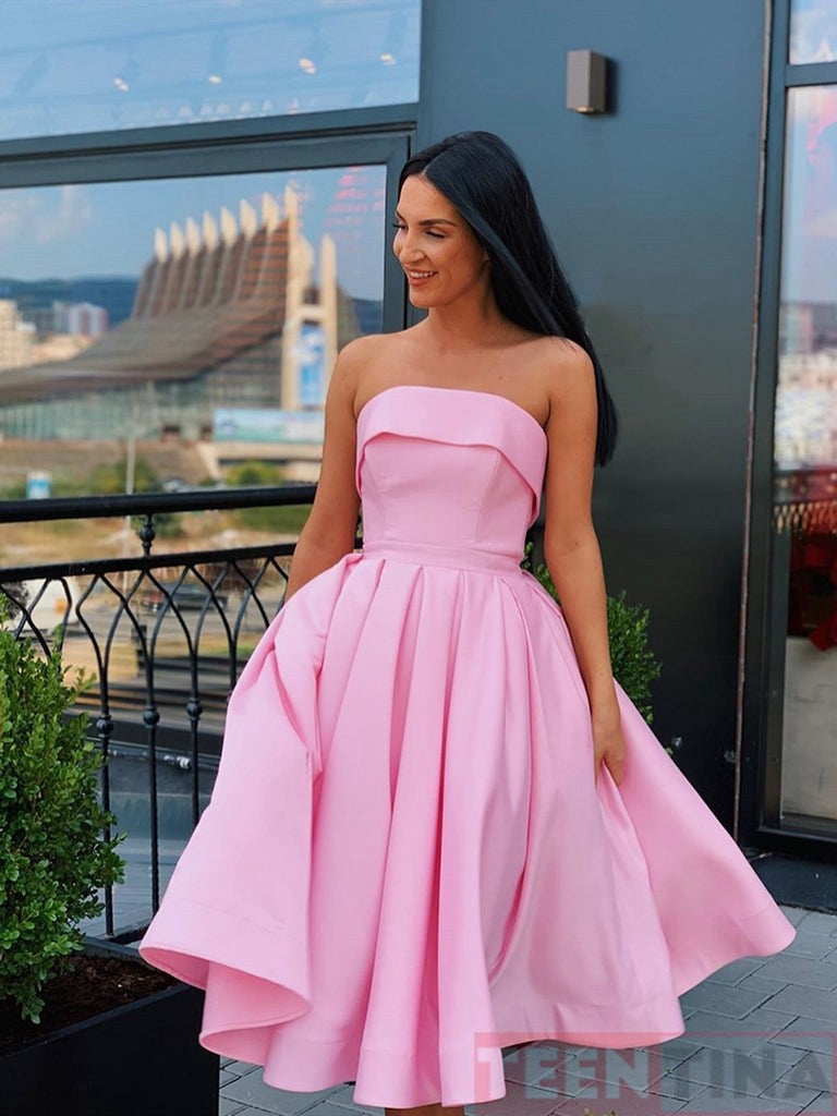 PM037,Cheap strapless a-line homecoming dress short prom evening gown
