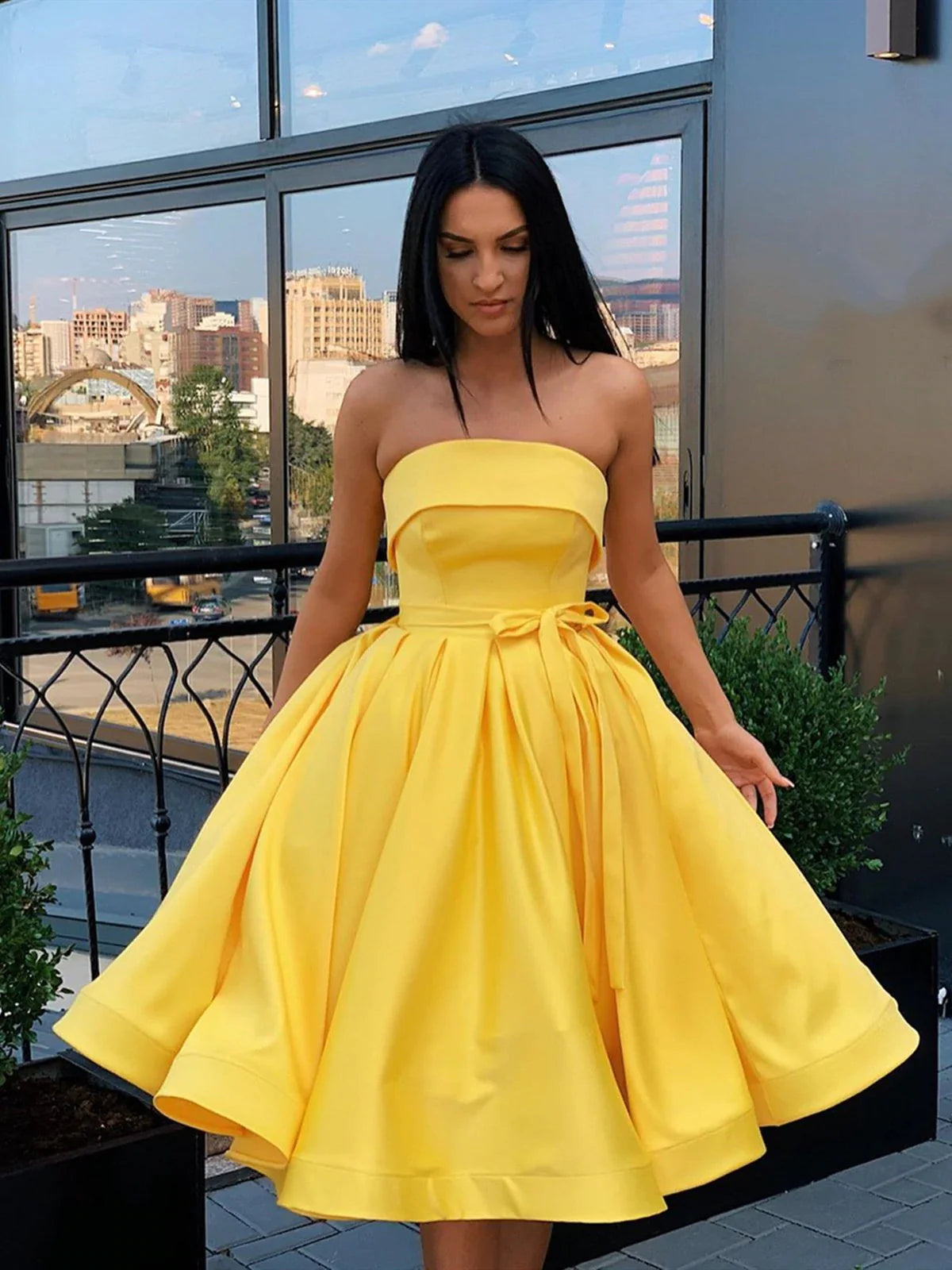 PM037,Cheap strapless a-line homecoming dress short prom evening gown