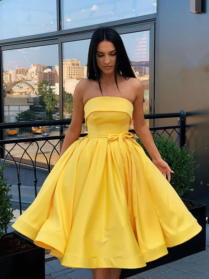 PM037,Cheap strapless a-line homecoming dress short prom evening gown