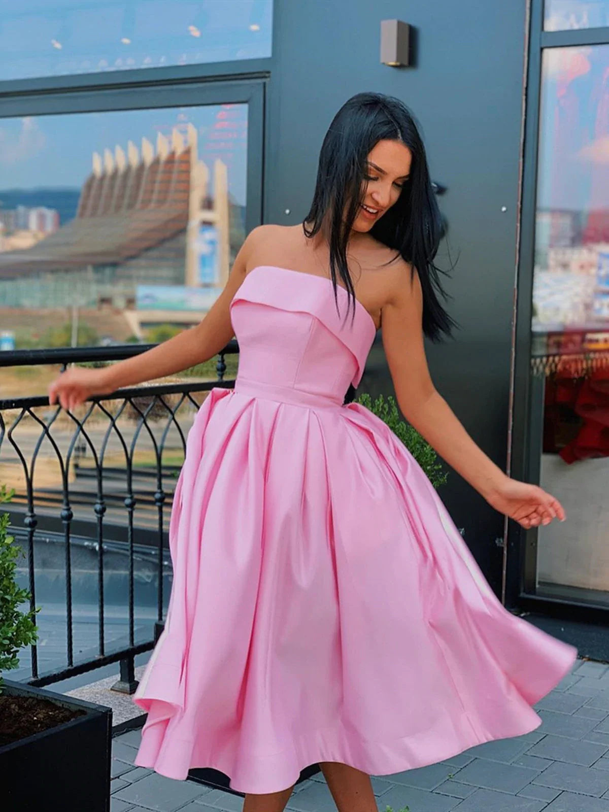 PM037,Cheap strapless a-line homecoming dress short prom evening gown