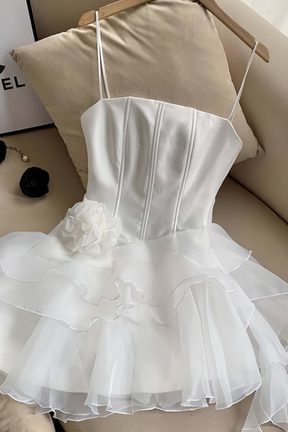 Strapless White Chiffon Homecoming Dresses Mini Dance Party Dress, AST1946