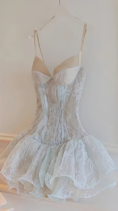 Spaghetti Straps Lace Homecoming Dresses Party Dress,AST2008