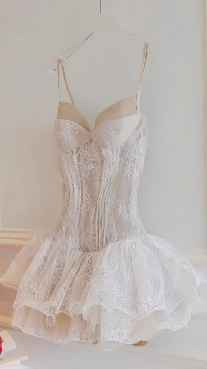 Spaghetti Straps Lace Homecoming Dresses Party Dress,AST2008
