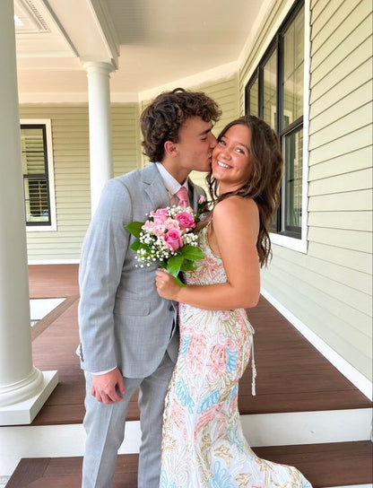 Spaghetti Straps Mermaid Long Prom Dress with Side Slit - Lace Evening Gown