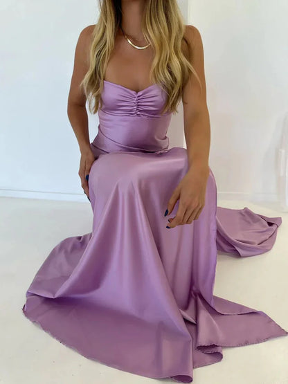 Spaghetti Straps Red Prom Dresses Long Evening Dress Sexy Party Gown With High Slit,AST2204
