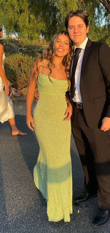Sparkle Mermaid Spaghetti Straps Long Prom Dress