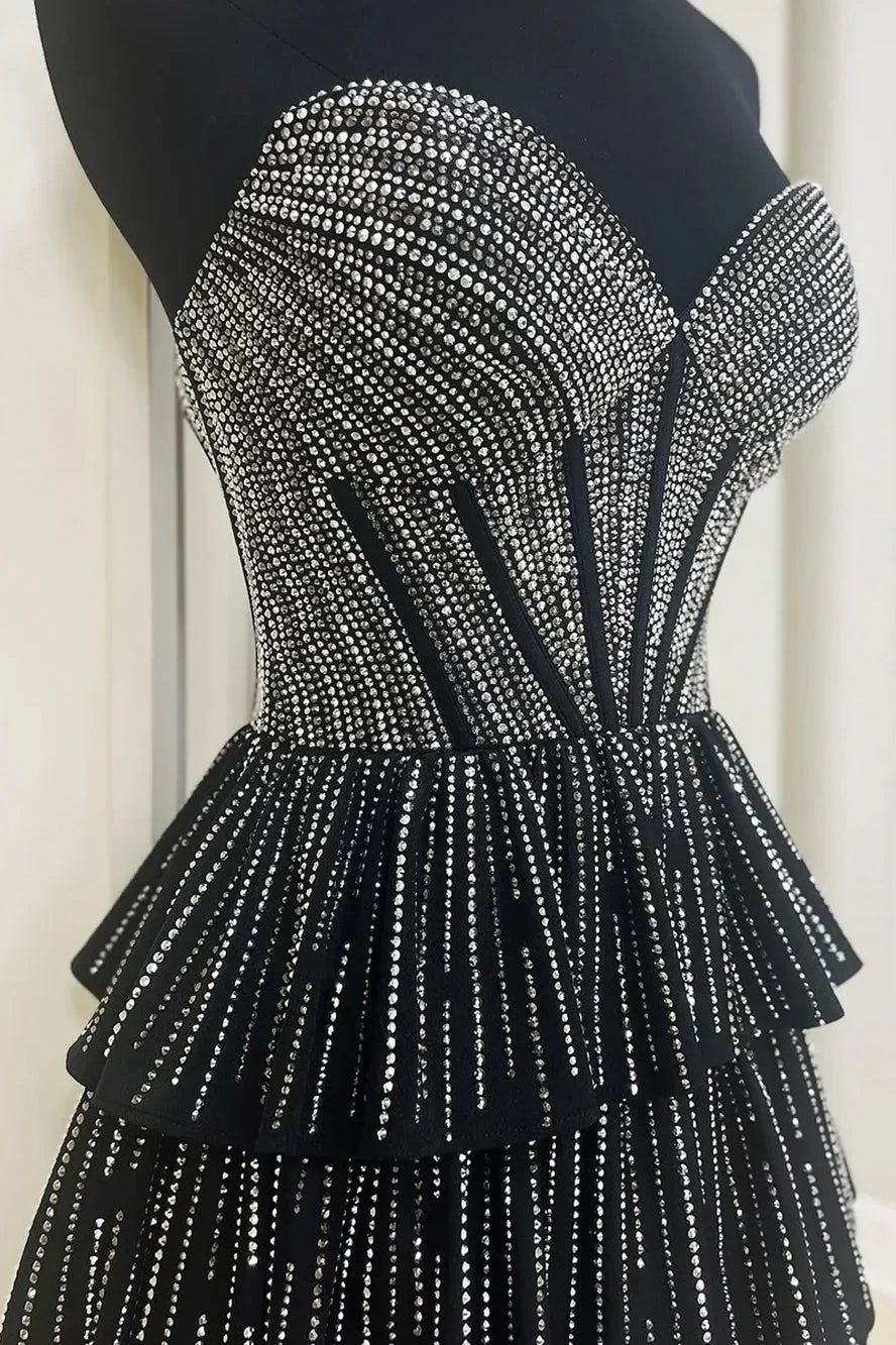 Sparkly Gorgeous Sweetheart A-Line Homecoming Dress with Short Tiered Beaded Skirt