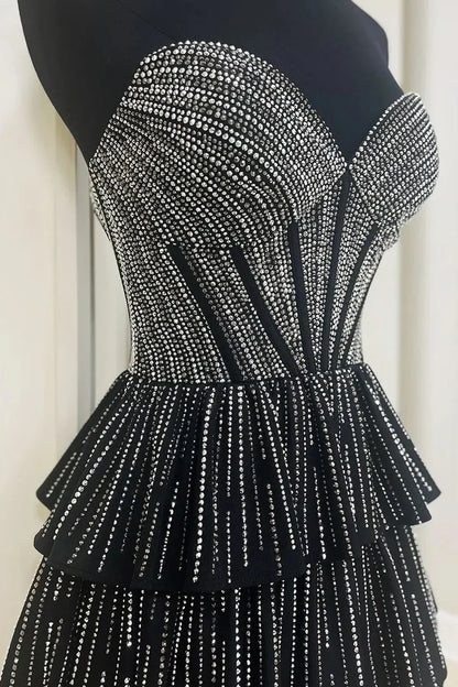 Sparkly Gorgeous Sweetheart A-Line Homecoming Dress with Short Tiered Beaded Skirt