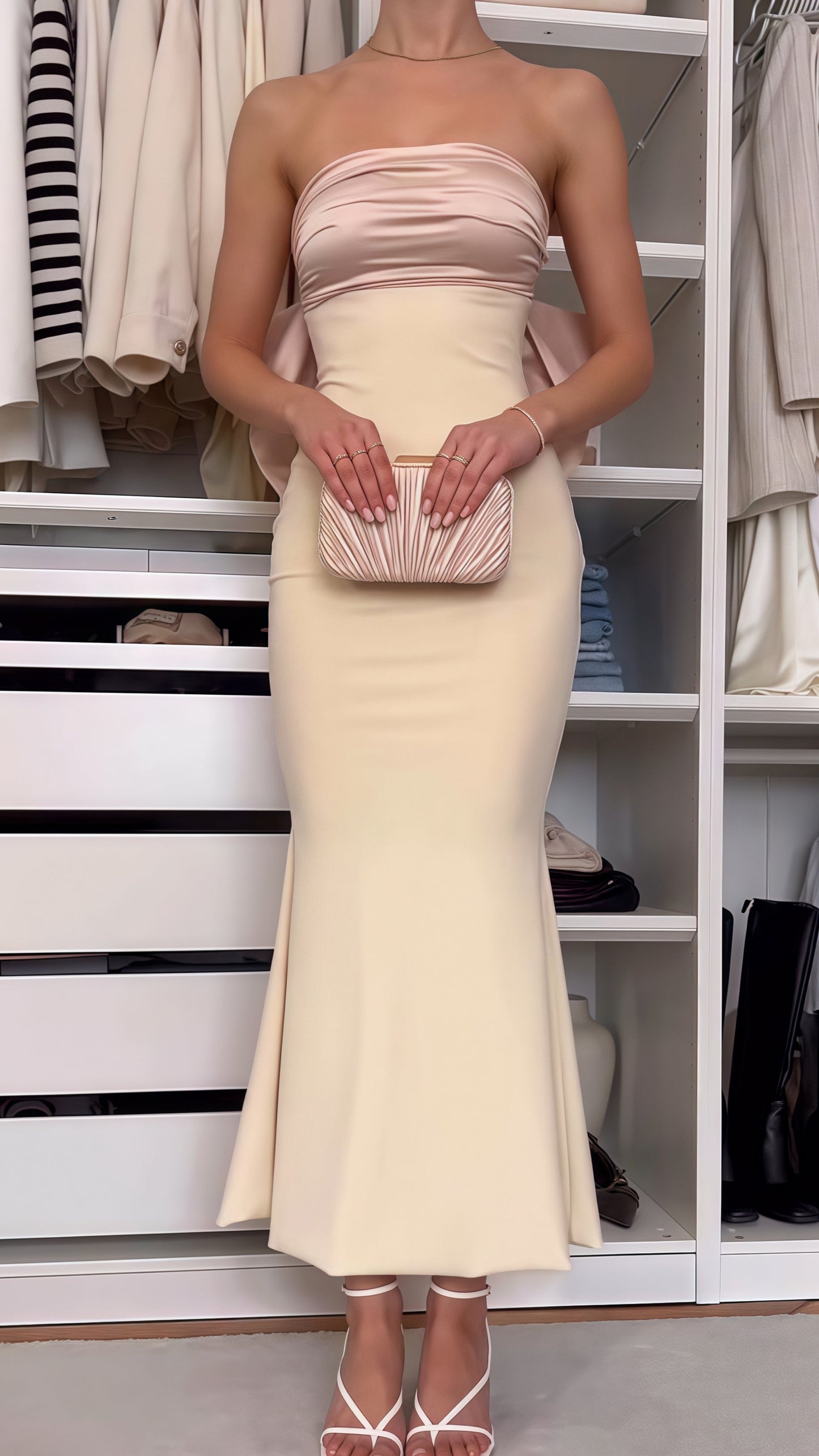 Strapless Bodycon Party Dress, Ankle Length Long Prom Dress,AST1805