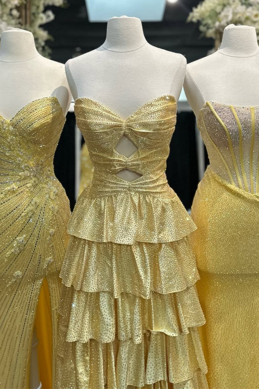 Gorgeous A-Line Sweetheart Lace Up Beaded Prom Dress with Keyhole Bodice and Ruffle Skirt