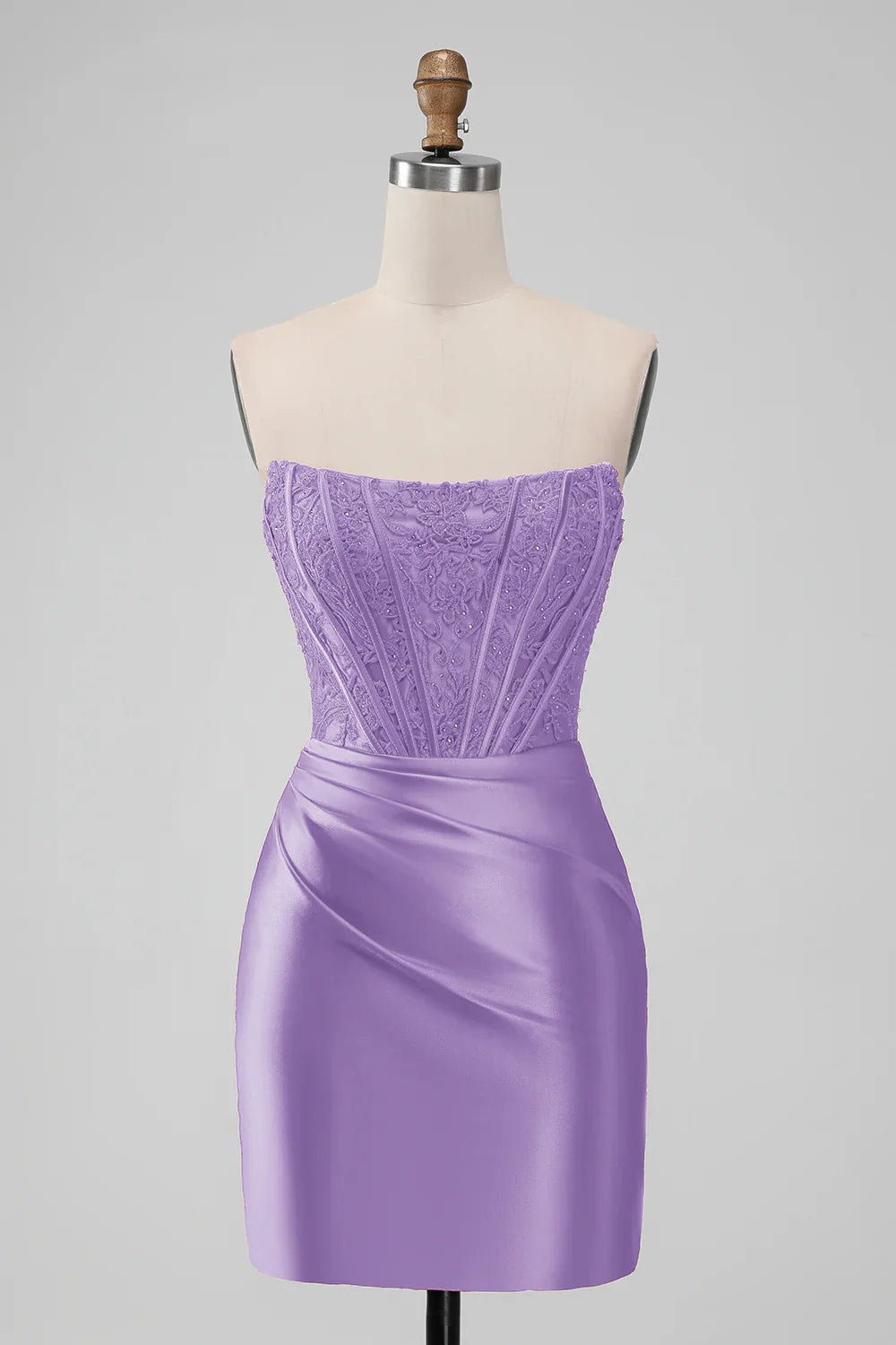 omberprom Strapless Homecoming Dress Stylish Bodycon Sleeveless Pleated Short Prom Dress