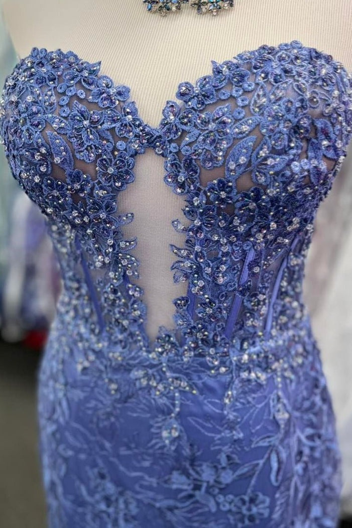 Backless Sequin Mermaid Prom Dress with Sweetheart Neckline and Delicate Appliques