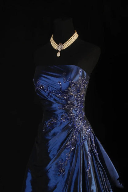 Strapless Purple Beaded Prom Dress Formal Party Dress Evening Dress,AST2279