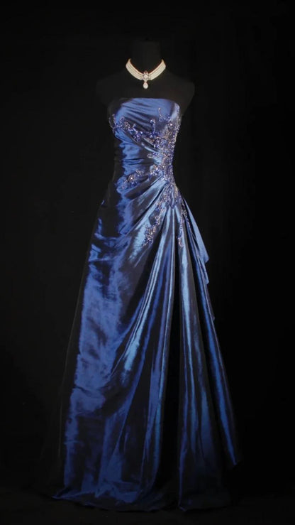 Strapless Purple Beaded Prom Dress Formal Party Dress Evening Dress,AST2279