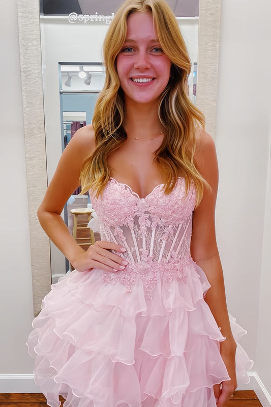 Sweetheart Appliques Homecoming Dresses Beaded Tulle Party Dress