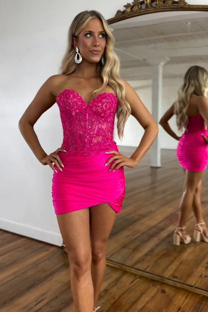 Sweetheart Appliques Bodycon Homecoming Dresses 2024 Senior Dance Dress