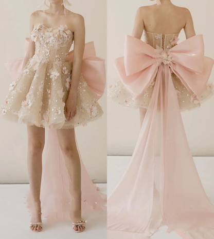 Sweet Sweetheart Pink Floral Lace Homecoming Dress Short Birthday Outfits Ball Gown Y9137