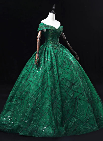 Ball Gown Sweetheart Tulle Floor Length Party Dress, Green Long Prom Dress Formal Gown TP1146