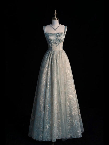 Beautiful A line Sage Green Long Tulle Prom Dress TP1422