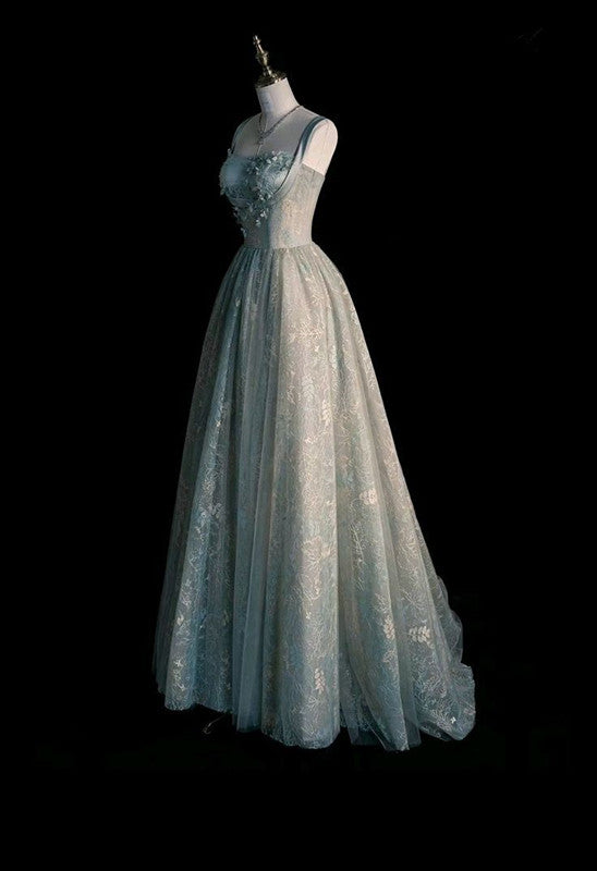 Beautiful A line Sage Green Long Tulle Prom Dress TP1422