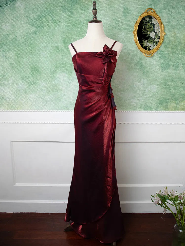 Purple Vintage Floral Embellished Sheath Gown Evening Dress TP1586