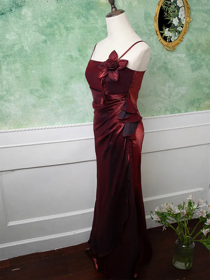 Purple Vintage Floral Embellished Sheath Gown Evening Dress TP1586