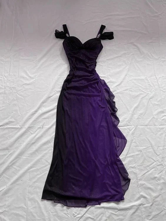 Burgundy A-Line Halter Mixed Color Chiffon Long Prom Dresses TP1679