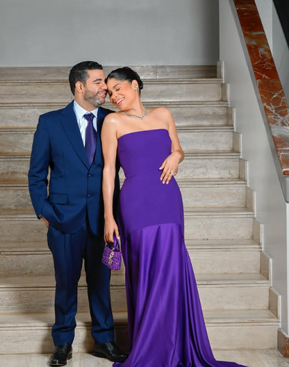 Charming Purple Mermaid Bandeau Strapless Satin Formal Prom Gown Evening Dress TP1911