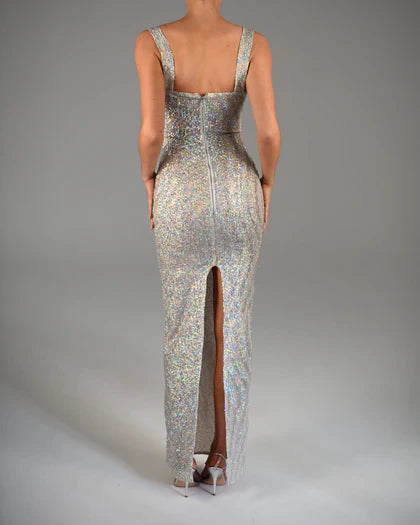 Sexy Champagne Mermaid Strap Sparkling Ball Gown Evening Dress TP1996