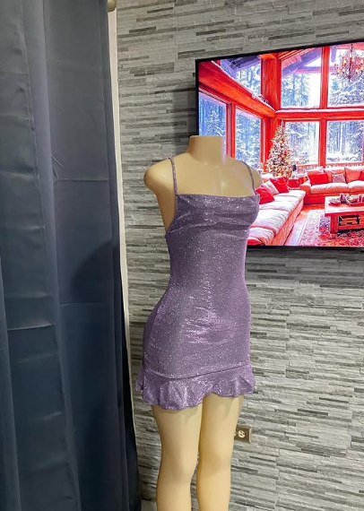 Sparkling Purple Strap Short Homecoming Dress TP2029