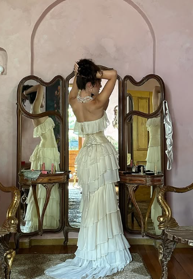 Elegant Ivory Strapless A-Line Tulle Evening Gown Wedding Dress TP2034
