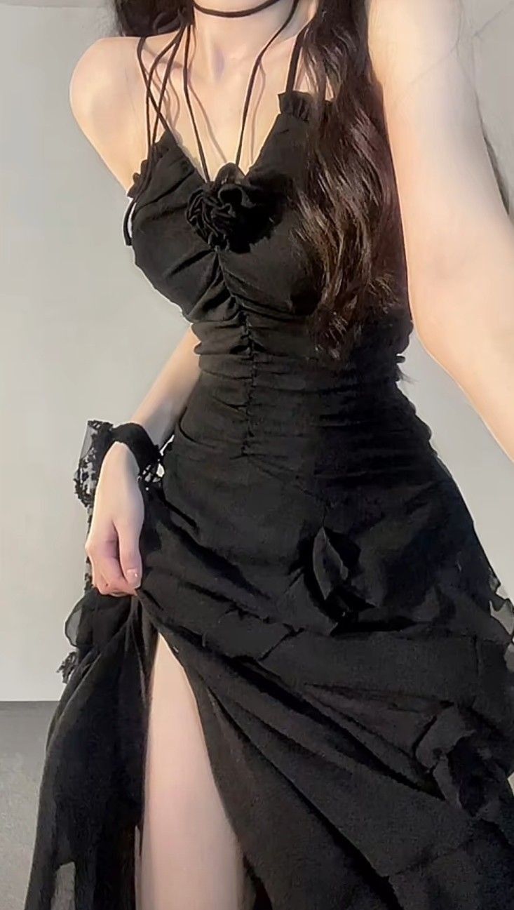 Charming Black A-line Sleeveless Slit Tulle Ball Gown Evening Dress TP2036