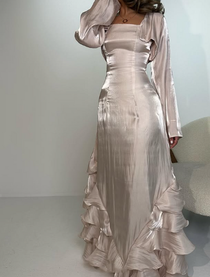Vintage Pleated Ruffle Floor Length Ball Gown TP2161