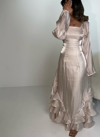 Vintage Pleated Ruffle Floor Length Ball Gown TP2161