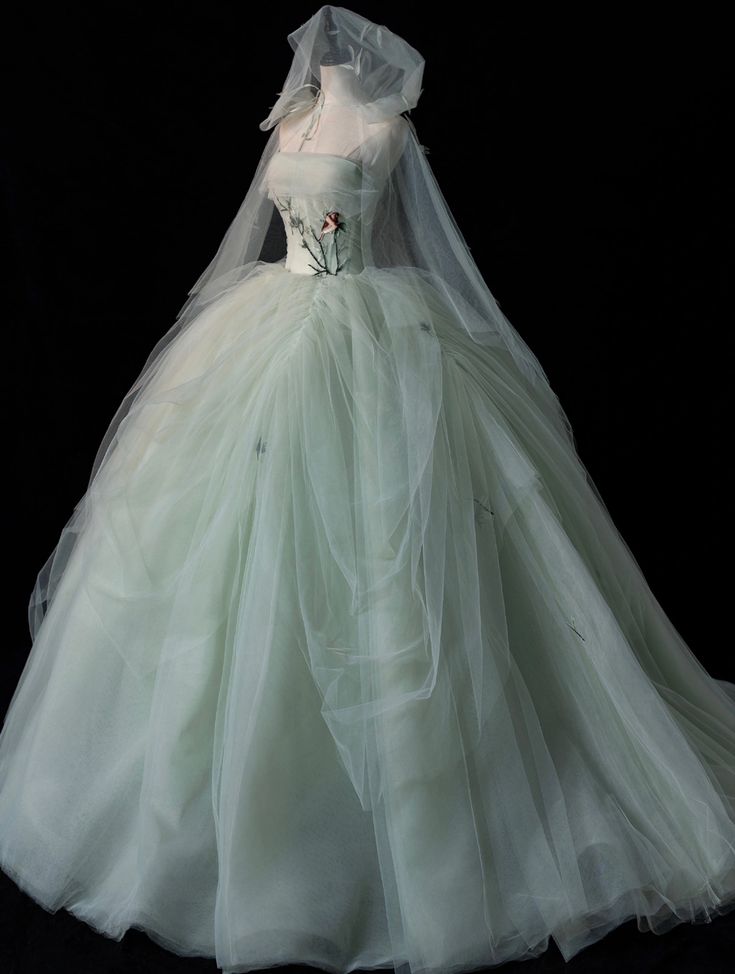 Elegant Green A-line Off-shoulder Sleeveless Tulle Formal Prom Gown Evening Dress TP2166