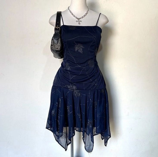 Navy Strapless A-Line Chiffon Mini Party Dress Prom Dress TP2175
