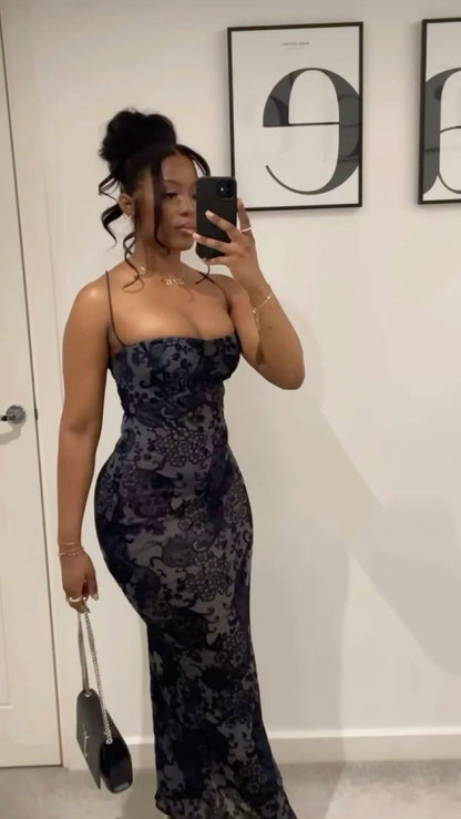 Sexy Retro Mermaid Strap Low Cut Lace Black Long Prom Gown Evening Dress TP2323