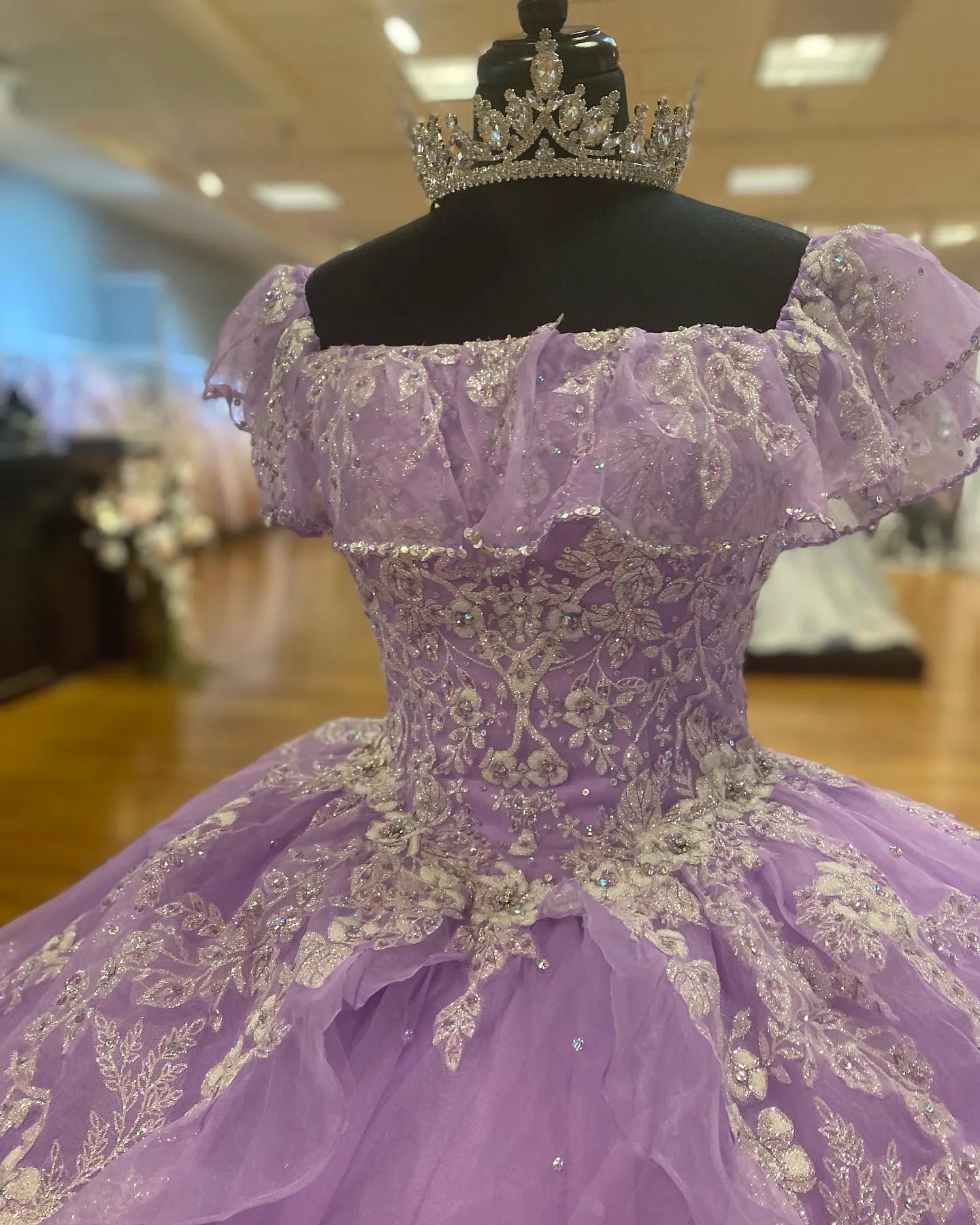 Fantasy Purple Off-Shoulder Tulle A-Line Prom Dress Evening Dress Birthday Dress TP2716