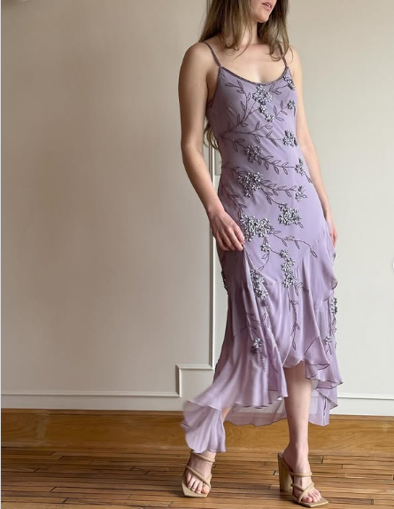 Vintage Purple Strapless Beaded Backless Chiffon Prom Dress Evening Dress TP2732