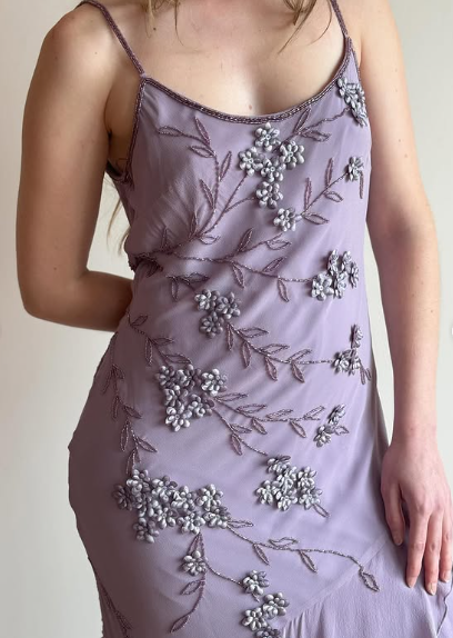 Vintage Purple Strapless Beaded Backless Chiffon Prom Dress Evening Dress TP2732