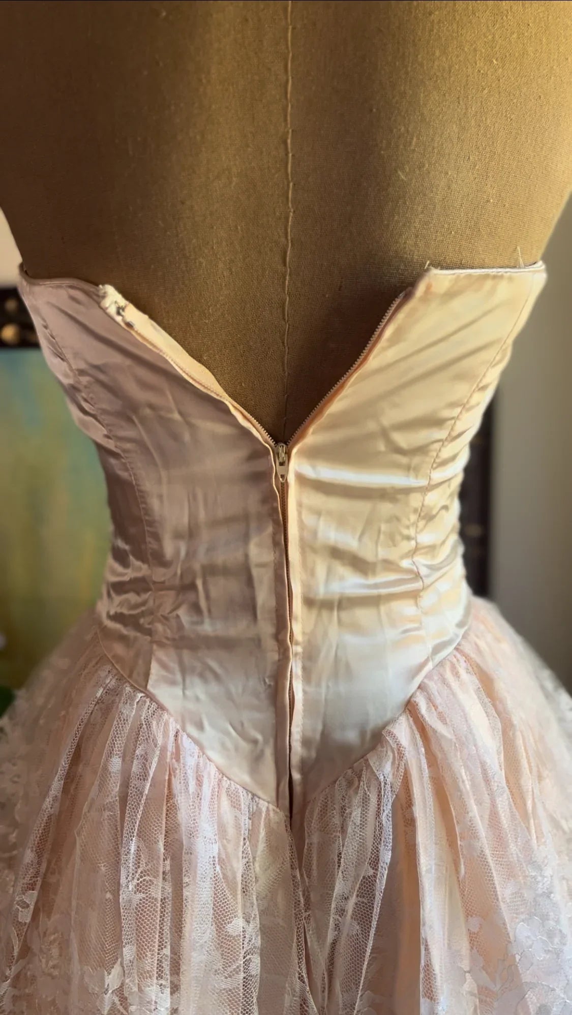 Vintage Pink Strapless Sequined Lace Trim Sweetheart Neck A-Line Prom Dress Evening Dress TP2741