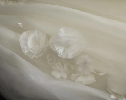 Fairy Strapless Tulle Appliqued Ball Gown White Long Wedding Dress