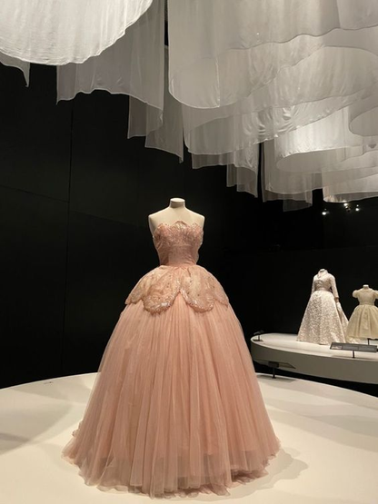 Pink Sweetheart Layered Tulle Lace Ball Gown Prom Dress  cc2304