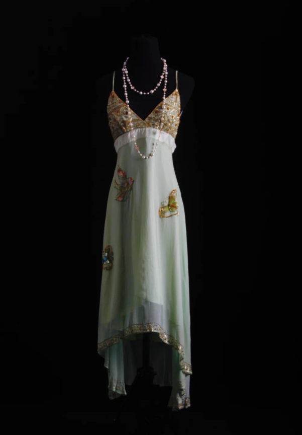 Classy Light Green Spaghetti Straps Chiffon Sequin Beaded Long Birthday Prom Dress Party Gown
