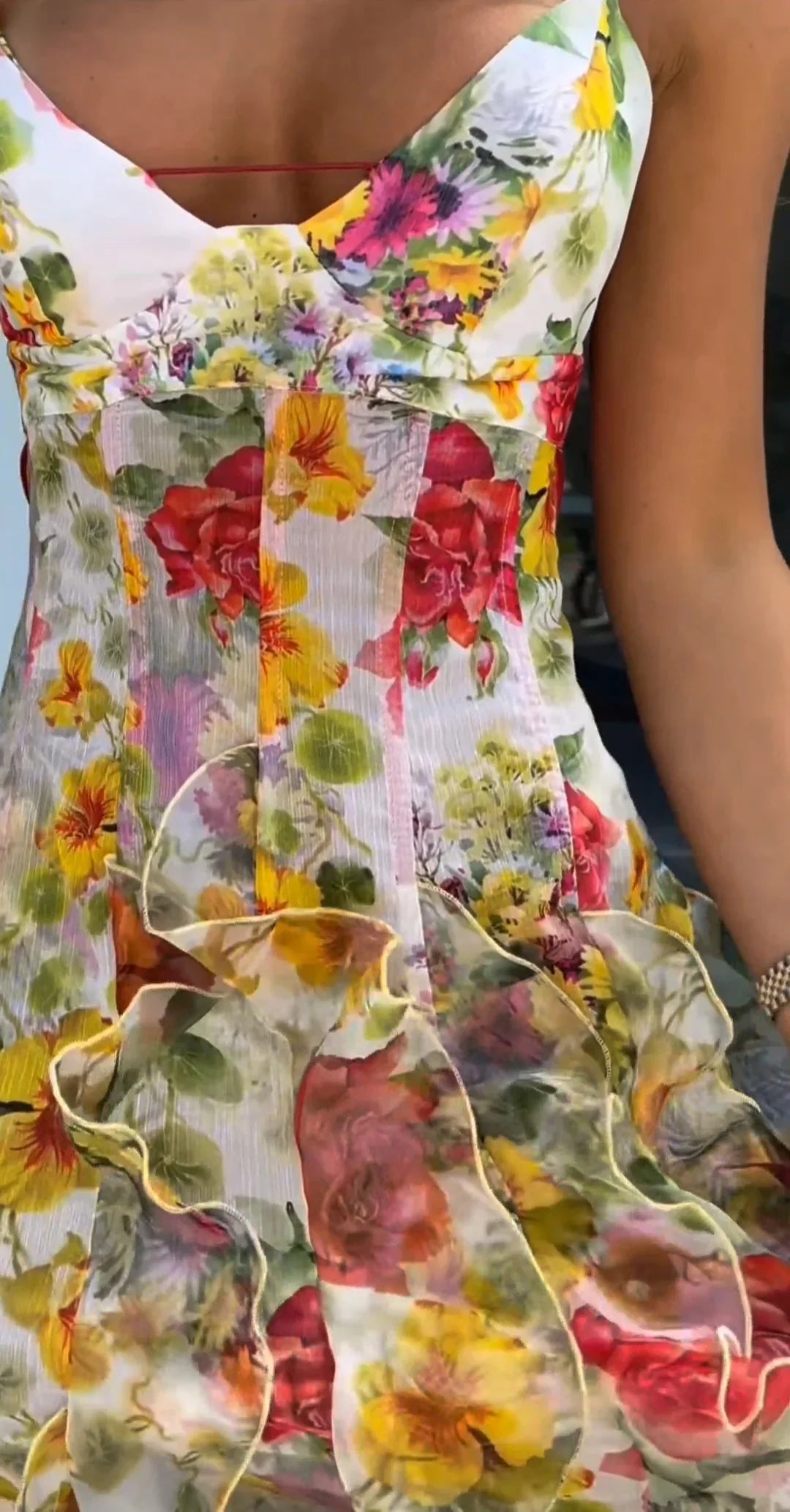 Beautiful Floral Ruffle Long Prom Dress,Formal Party Evening Gown cc2518