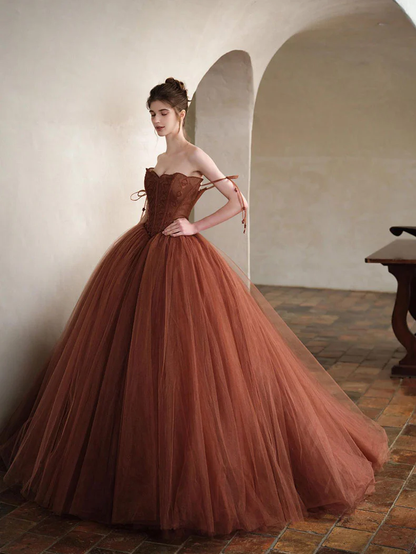 Glamorous A-line Spaghetti Straps Tulle Ball Gown,16th Birthday Dress Y7176